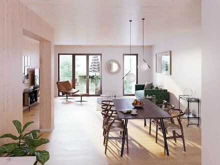 Familienoase: 3-Zimmer-Wohnung mit 2 Balkonen und großzügiger Wohnküche im zertifizierten Holzhybridhaus (KfW 40 NH mit…