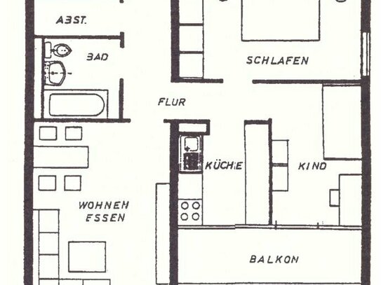 Möblierte 3 Zimmer Wohnung (77 qm) mit TG Stellplatz, verkehrsgünstig