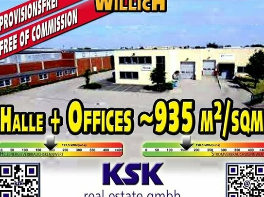 Verkehrsgünstige Lage - Halle ~650 m²/sqm + Offices ~285 m²/sqm - Convenient location