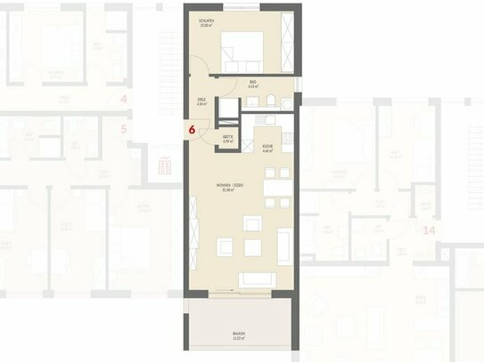 Neubau: 2-Zimmer Obergeschoss mit Balkon im Kanderpark, Binzen Nr.6