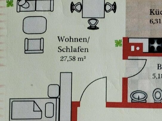 Geräumige 1,5 Zimmer Wohnung mit Einbauküche in Gomadingen-Dapfen