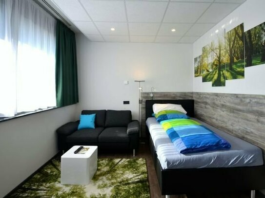 sofort verfügbares 1-Zimmer-Penthouse-Apartment, klein & exklusiv, komplett ausgestattet, Innenstadt Offenbach