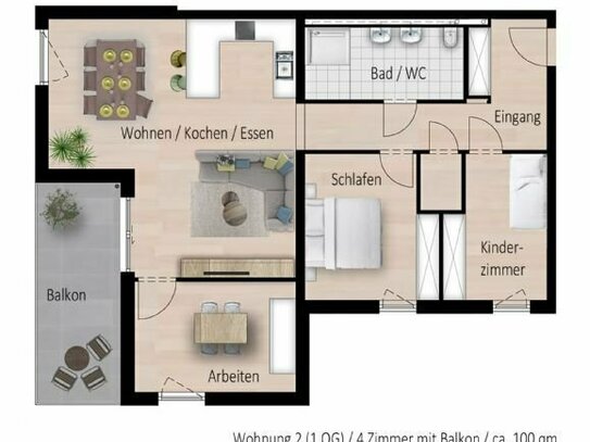 Hochwertige, schöne 4-Zimmer- Neubauwohnung im Herzen von Urloffen