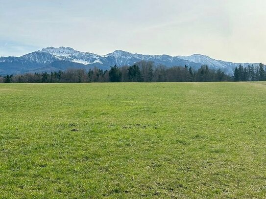 Sonne und Bergpanorama,1147 m2 großes Baugrundstück in Bachham nähe Prien