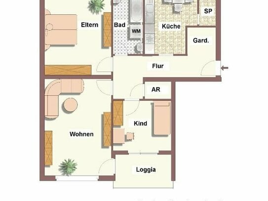 Wohnen im „Full-Service-Haus“: grosszügige 3-Zimmer-Wohnung mit Süd-Loggia in zentrumnaher Lage von Schwelm