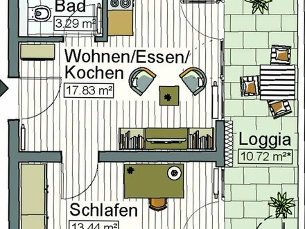 2-Zimmer Wohnung (Single Flat) in Neu-Ulm zu vermieten