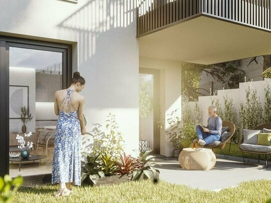 KfW 40-Neubauprojekt: GREEN8 - 2-Zimmerwohnung mit Terrasse und großem angelegten Gartenanteil