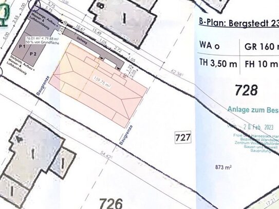 Baugrundstück 883m² mit vorliegender Baugenehmigung