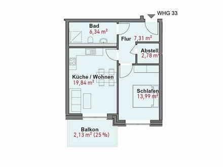 Wohnungstyp 2, Wohnung 33, Haus 1