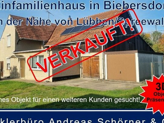 VERKAUFT! - Einfamilienhaus auf großem Grundstück in Biebersdorf in der Nähe von Lübben/Spreewald