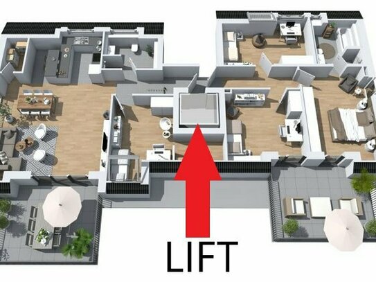 # Jetzt besichtigen # Barrierefrei | 5 Zimmer-Penthouse-Wohnung mit Dachterrasse und zusätzlich ca. 81 m² Speicherfläche