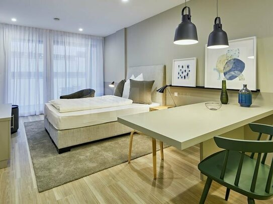 Voll möblierte 1-Zimmer-Wohnung mit Balkon im Apartmenthouse im Stuttgarter Zentrum