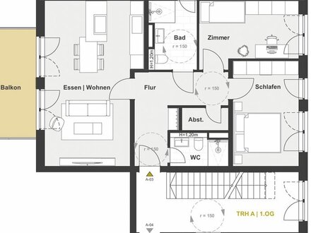 A-03 1. Obergeschoss 3-Zimmer Etagenwohnung mit Balkon