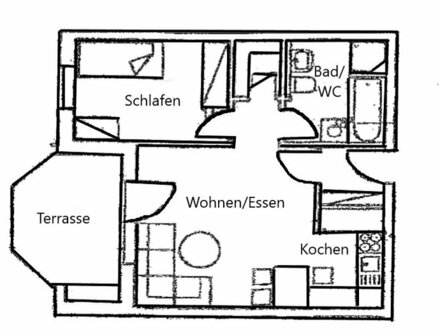 Helle Erdgeschoss 2Raum Eigentumswohnung mit Terrasse