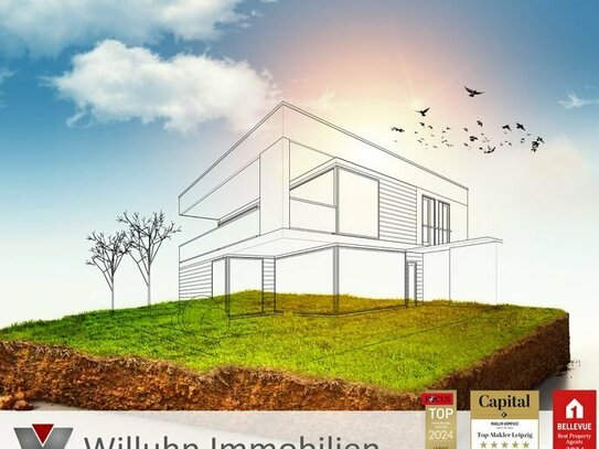 Für Flachdach, Doppelhaus/Grundstückteilung ist möglich
