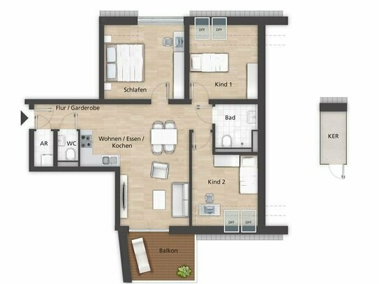 Neubau Wohnung: Geräumige 4-Zimmer-Immobilie in begehrter Lage - Eigenheim