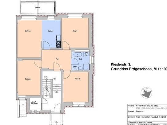 4- Raum Wohnung mit hochwertiger Austattung und großem Balkon