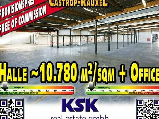 Halle 10.780 m²/sqm, teilbar ab/Divisible from 349 m²/sqm + Office