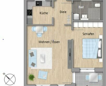 Altersgerechtes Wohnen in Überauchen | Schöne 2-Zimmer-Erdgeschoss Wohnung in zentraler Lage