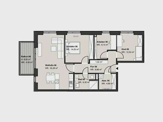 3,5 Zimmerwohnung mit perfekter Ausrichtung H1 WE06
