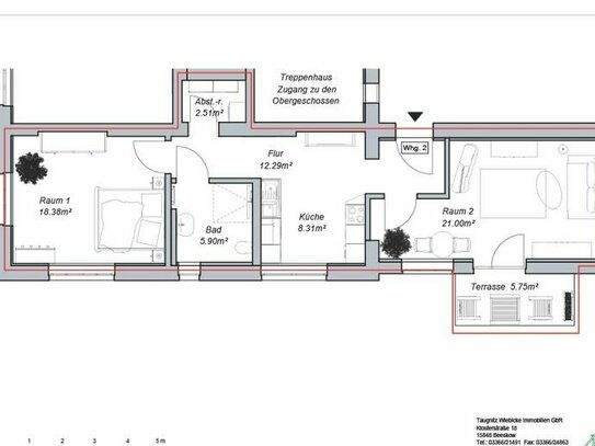 2-Raumwohnung EG ab 01.04.24 ggf. früher (barrierefrei)