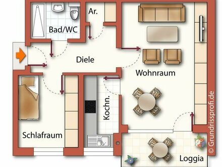 kleines Apartment für 1 Person renoviert mit neuem Bad