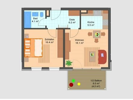 Tolle 2 Zimmer-Wohnung mit Aufzug und Balkon