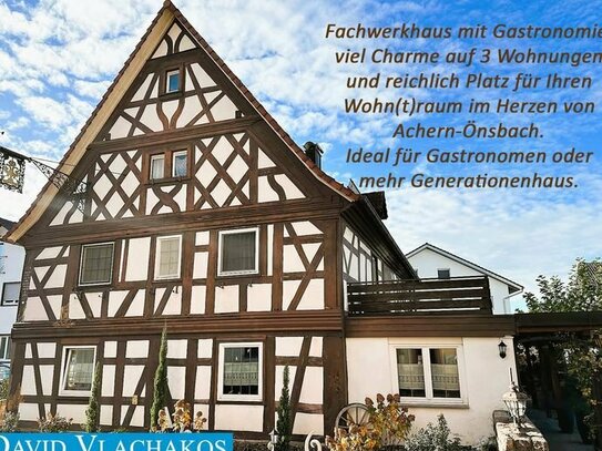 Einzigartiges Fachwerkhaus: Gastronomie mit großem Biergarten und 4 Wohnungen. Lebensqualität in Önsbach Achern