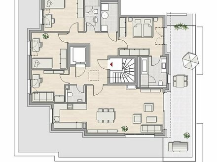 Bad Vilbel, Fraunhoferstraße 12 - 5 Zimmer Staffelgeschosswohnung mit großer Dachterrasse