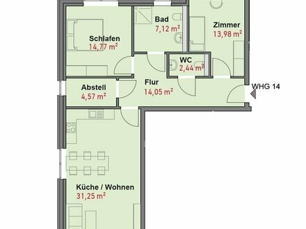 Wohnungstyp 1, Wohnung 14, Haus 2