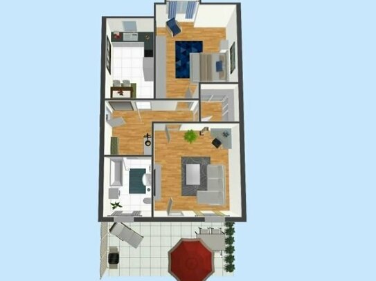 modernisierte 2-Raum-Wohnung mit großer Dachterrasse