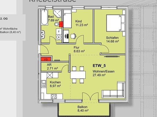 Sonnenwohnung 3 ZW mit Süd-Balkon - 1.OG