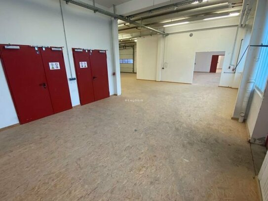 ca. 550 m² große, ebenerdige Hallenfläche mit Lackierkabine