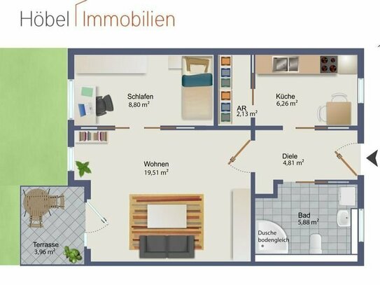 Kapitalanleger aufgepasst: Sonnige, barrierefreie 1,5-Zi.-Wohnung im betreuten Wohnen