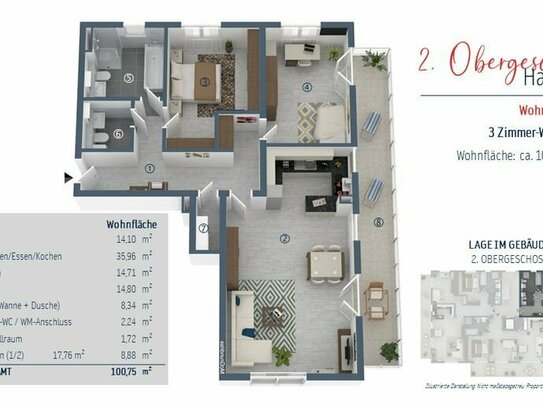 Große 3-Zimmerwohnung mit tollem Balkon und separatem Gäste-WC