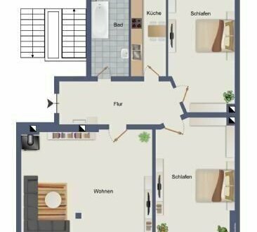 Große 3-Zimmerwohnung im DG, nähe Petersberg, Bundesarbeitsgericht, Gutenbergplatz