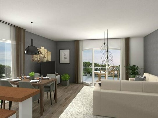 NEUBAU: Moderne 2-Zimmer-EG-Wohnung mit Terrasse & Gartenanteil, Tiefgaragen-Stellplatz möglich