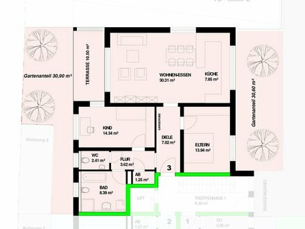 Neubau: 3-Zimmer Erdgeschoss mit Terrasse in Steinen - Höllstein Nr.3