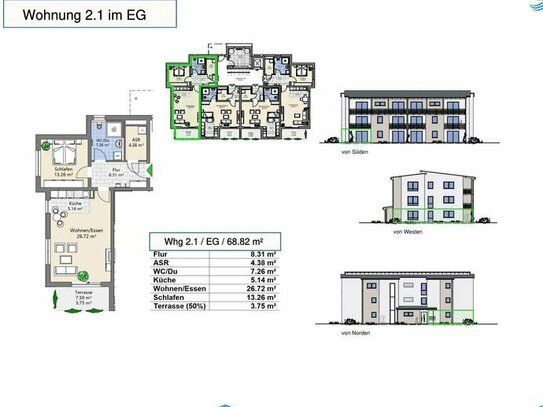 Eigentumswohnung EG ca. 69m² mit Terrasse - Haus 2