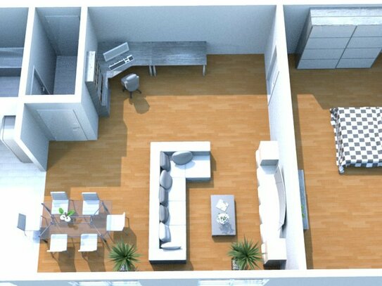 helle, moderne 2-Raum-DG-Wohnung mit offener Wohnküche, unbefristet vermietet
