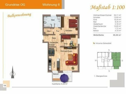 Neubau! 3-Zimmer-Balkonwohnung mit toller Ausstattung! KFW55