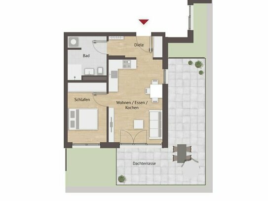 Baubeginn / 2 Zi.-Penthouse mit Dachterrasse KFW 40