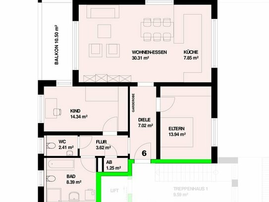 Neubau: 3-Zimmer Obergeschoss mit Balkon in Steinen - Höllstein Nr.6