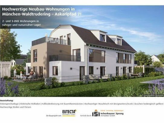 München-Waldtrudering! 2-ZKB Dachgeschoss-Wohnung mit ca. 10,94 m² Süd-/Ost-Balkon, Fußbodenheizung, elektrische Rolllä…