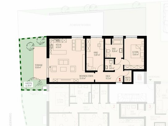 Neubau: 3-Zimmer Erdgeschoss mit Garten im Kanderhof, Binzen Nr.1