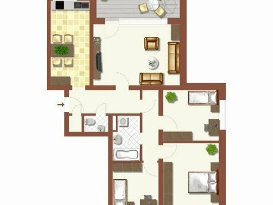 Modernisierte 4-Zimmer-Wohnung im Erdgeschoss