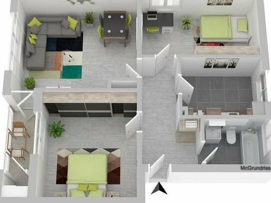 3 Zimmerwohnung mit Sonnenbalkon und Carport/Pkw Stellplatz möglich