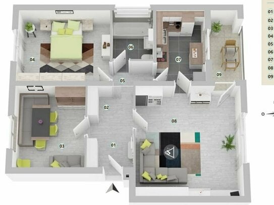 Sehr gut geschnittene u. helle 3 Zimmer Wohnung mit Loggia in sehr guter Lage