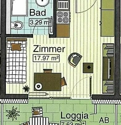 1-Zimmer Wohnung (Single Flat) in Neu-Ulm zu vermieten