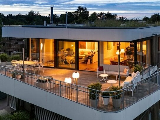 Einzigartiges Ambiente - Das höchste Penthaus im Spinnereipark mit Alpenblick und zwei Dachterrassen